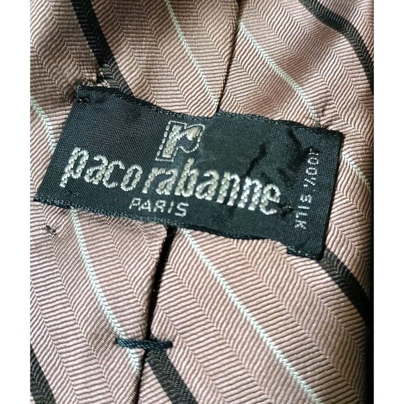Lot Of 3 Paco Rabanne Necktie 100% Silk Made In Italy Parsley, Striped, And Blue - Picture 6 of 16